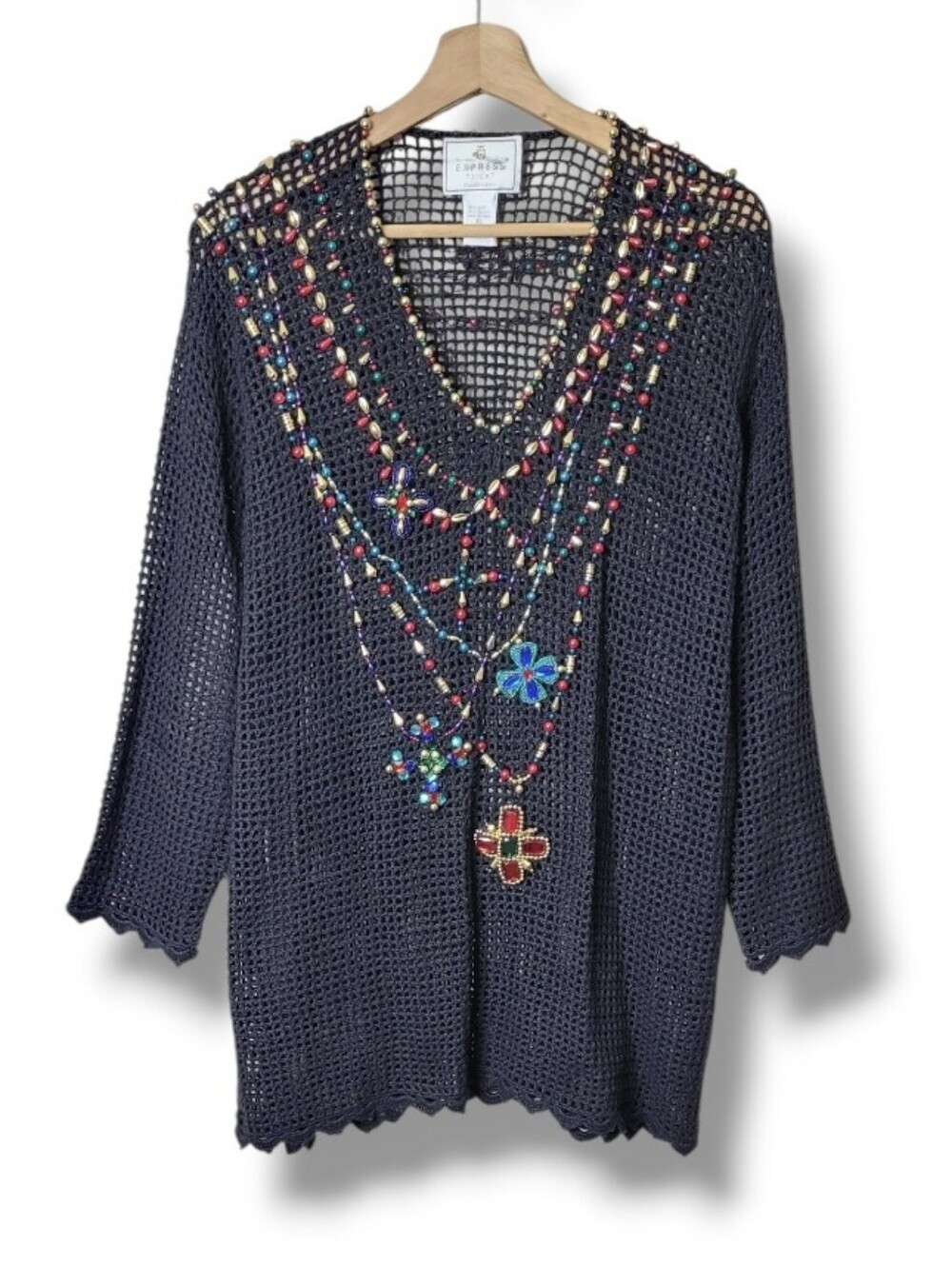 Express Tricot Handknitted Beaded Sweater